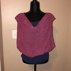 Chevron Cowl Neck Blouse